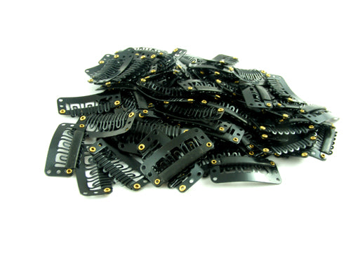 32mm Black Weft Hair Clips (pack of 10)
