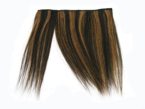 Clip-In Fringe - 8" Human Hair - #1B/#30 Off Black / Auburn Stripe