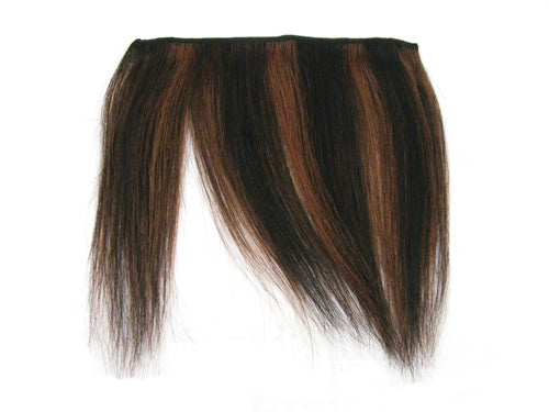 Clip-In Fringe - 8" Human Hair - #1B/#33 Off Black / Dark Auburn Stripe