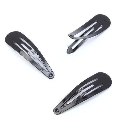Metallic Black Hair Clips / Sleepies (Pack of 6)