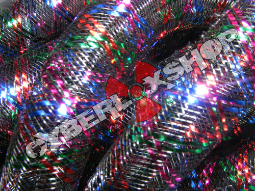 Tubular Crin - Large - Black Non-Metallic with Royal Blue Red Emerald Fuchsia (5 yds)