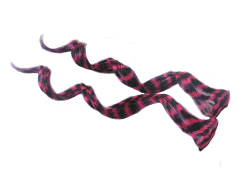 Clip-In Extensions - Pink Black Stripe 12" Curly Coon Tail (pack of 2)