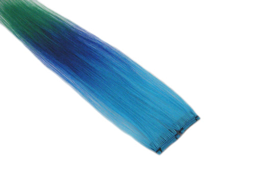 Clip-In Extensions - Aqua / Royal Blue / Green 12" (pack of 2)