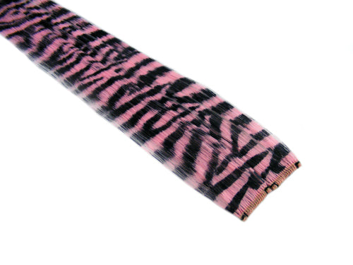 Clip-In Extensions - Baby Pink / Black Tiger Zebra Print 12" (pack of 2)