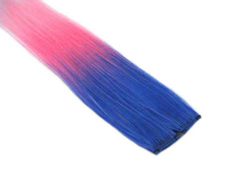 Clip-In Extensions - Royal Blue / Neon Pink / Baby Pink 12" (pack of 2)