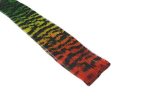 Clip-In Extensions - Red Yellow Green Transitional / Black Tiger Zebra Print 12" (pack of 2)