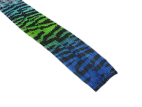 Clip-In Extensions - Royal Blue Neon Green Aqua Transitional / Black Tiger Zebra Print 12" (pack of 2)