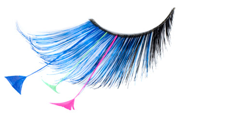 Stargazer False Eyelashes #62 (Blue & Black with Blue, Pink & Green Feathers)