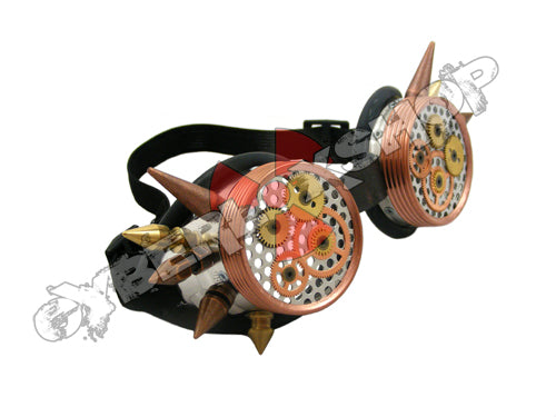 Cyber Goggles - Steampunk Aluminium with Cyber Spikes / Perforated Discs & Cogs