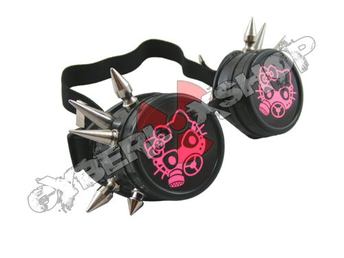 Cyber Goggles - Black with Cyber Spikes / Pink Gas Kitty