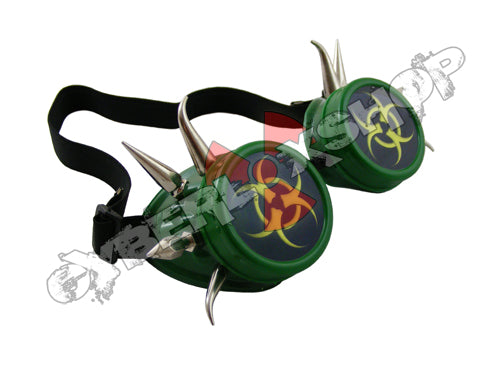 Cyber Goggles - Alien Green with Cyber Spikes / Biohazard