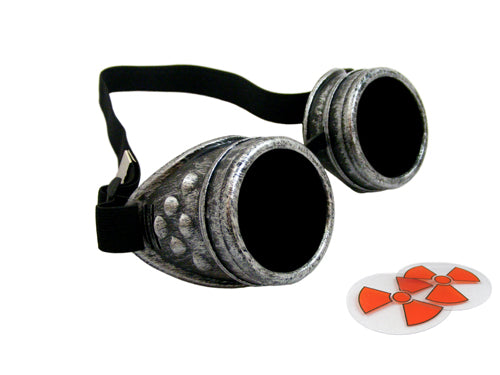 Cyber Goggles - Steampunk Antique Silver - Includes FREE Lense Design Inserts!