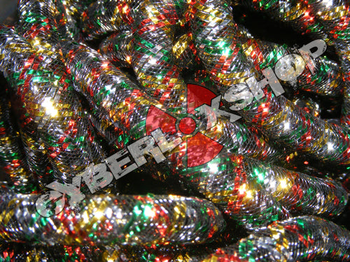 Tubular Crin - Mini - Black Non-Metallic with Red Green Gold Silver (5 yds)