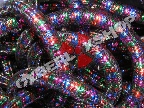 Tubular Crin - Mini - Black Non-Metallic with Royal Red Emerald Fuchsia (5 yds)