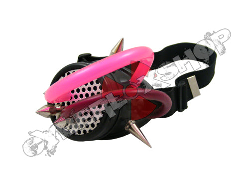 Mono Goggles - Ultra Black with Cyber Spikes / Pink & Violet Tubing