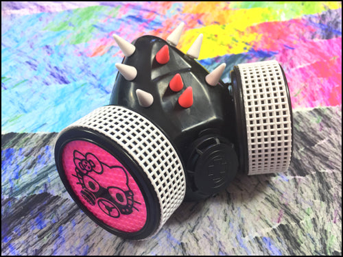 Cyber Respirator - Black / UV Pink & White Spikes / Steam Kitty