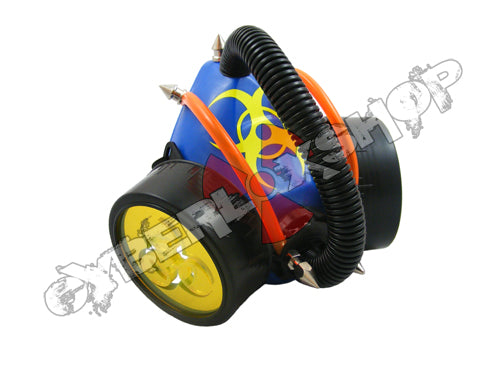 Cyber Respirator - Blue / Orange & Black Tubing / Yellow Biohazard