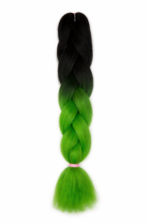 CyberloxShop Transitional Silky Kanekalon Jumbo Braid - Black / Neon Green