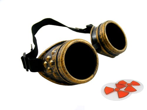 Cyber Goggles - Steampunk Antique Brass - Includes FREE Lense Design Inserts!