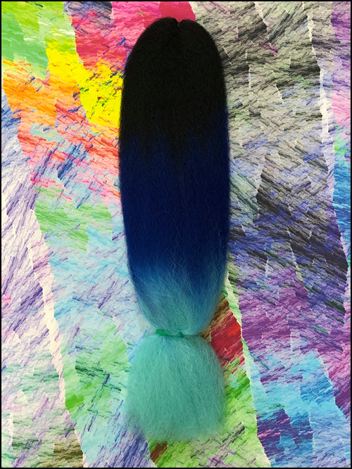 Jazzy Kanekalon Jumbo Braid - 3 Tone - #1B Off Black / Blue / Baby Blue