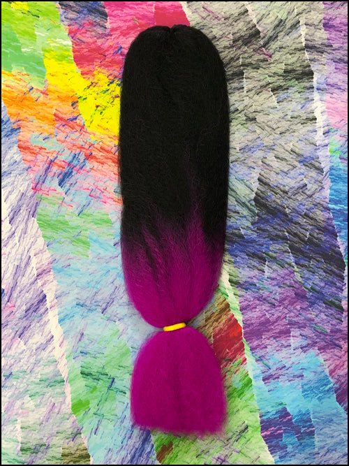 Jazzy Kanekalon Jumbo Braid - 2 Tone - #1B Off Black / Hot Purple