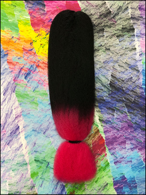 Jazzy Kanekalon Jumbo Braid - 2 Tone - #1B Off Black / Neon Pink