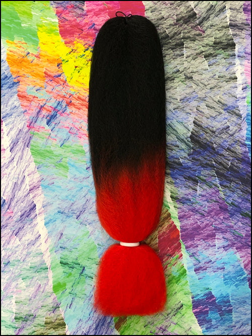 Jazzy Kanekalon Jumbo Braid - 2 Tone - #1B Off Black / Red