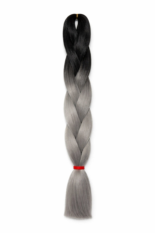 CyberloxShop Transitional Kanekalon Jumbo Braid - Black / Grey