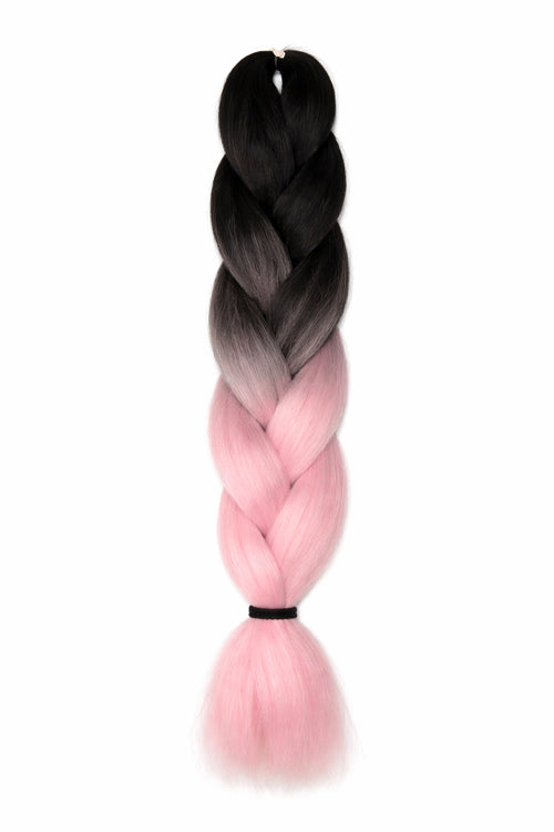 CyberloxShop Transitional Silky Kanekalon Jumbo Braid - Black / Baby Pink