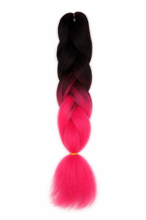 CyberloxShop Transitional Silky Kanekalon Jumbo Braid - Black / Neon Pink
