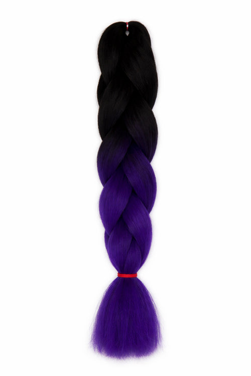 CyberloxShop Transitional Silky Kanekalon Jumbo Braid - Black / Purple
