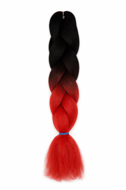 CyberloxShop Transitional Silky Kanekalon Jumbo Braid - Black / Red