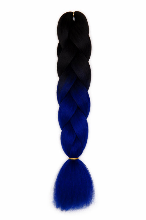 CyberloxShop Transitional Silky Kanekalon Jumbo Braid - Black / Royal Blue