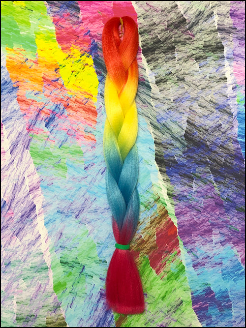 CyberloxShop Transitional Kanekalon Jumbo Braid - Candy Rainbow