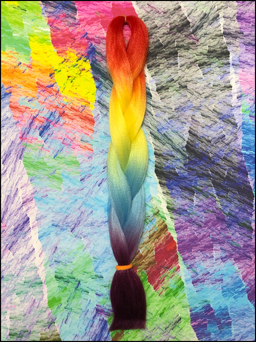 CyberloxShop Transitional Kanekalon Jumbo Braid - Rainbow