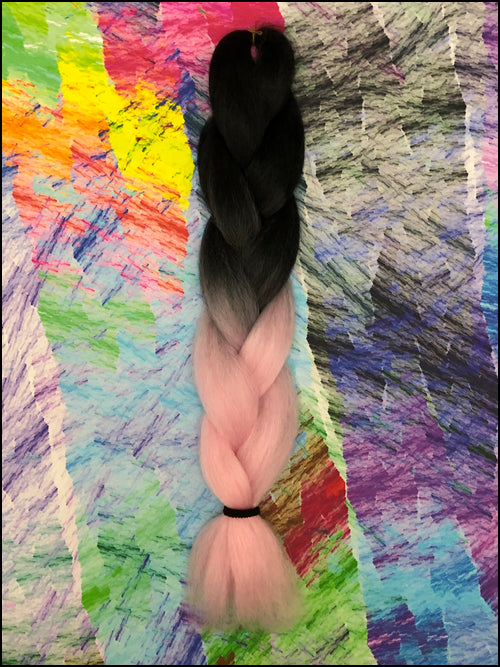 CyberloxShop Transitional Silky Kanekalon Jumbo Braid - Black / Baby Pink