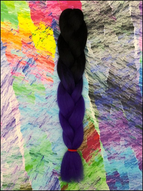 CyberloxShop Transitional Silky Kanekalon Jumbo Braid - Black / Purple
