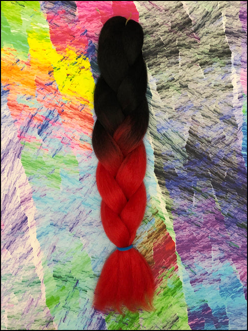CyberloxShop Transitional Silky Kanekalon Jumbo Braid - Black / Red