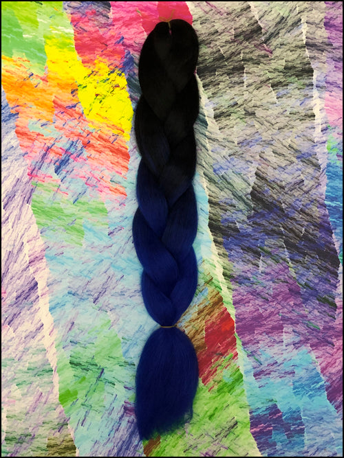 CyberloxShop Transitional Silky Kanekalon Jumbo Braid - Black / Royal Blue